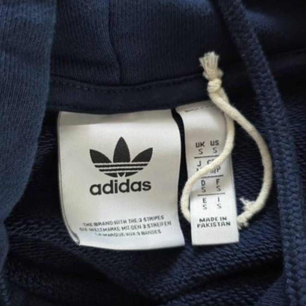 Adidas Men's Size Small Navy White Trefoil Logo Pullover Hoodie - Picture 3 of 6